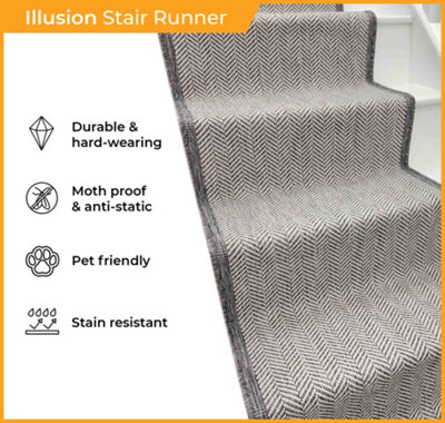 Illusion Stair Runner - Reversible, Durable & Hardwearing Carpet for ...