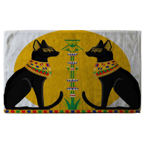 Illustration of Black Egyptian Cats with Papyrus (Bath Towel) / Default Title