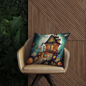 Illustrations A Whimsical Haunted House Outdoor Cushion 60cm x 60cm