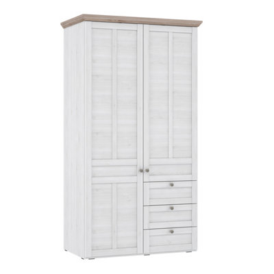 Iloppa 2 Door Wardrobe in Snowy Oak/Oak Nelson