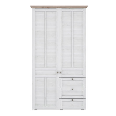 Iloppa 2 Door Wardrobe in Snowy Oak/Oak Nelson