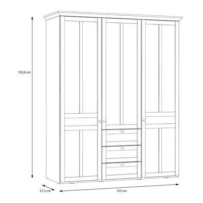 Iloppa 3 Door Wardrobe in Snowy Oak/Oak Nelson