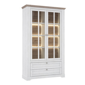 Iloppa Display Cabinet in Snowy Oak/Oak Nelson