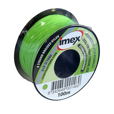 Imex Green 100m Stringline High Visibility Fluorescent 8 Strand Braided Nylon