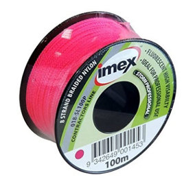 Imex Pink 100m Stringline High Visibility Fluorescent 8 Strand Braided Nylon