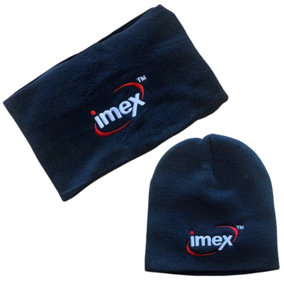 Imex Workwear Winter Essential Pack - Black Beanie Hat + Fleece Snood