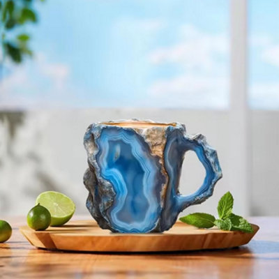 Imitation Blue Agate Geode Design Coffee Mug with Spoon