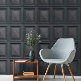 Imitations Marble Wood Panel Effect Wallpaper Grey Erismann 6319-47
