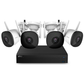 Imou Wireless CCTV Kit, 4-Channel 1TB Wi-Fi NVR, inc 4x Imou 2MP Bullet 2C, Outdoor Smart Wired Cameras with Night Vision