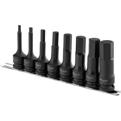 Impact hex star bit socket set 8 pcs, 1/2" drive Crmo steel (C6951