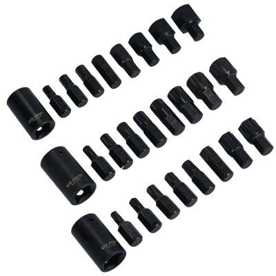 VOCHE 40pc Power Impact Bit Set - Hex, Spline, Torx With 1/2" & 3/8" Drive - DT85810-VO-PT