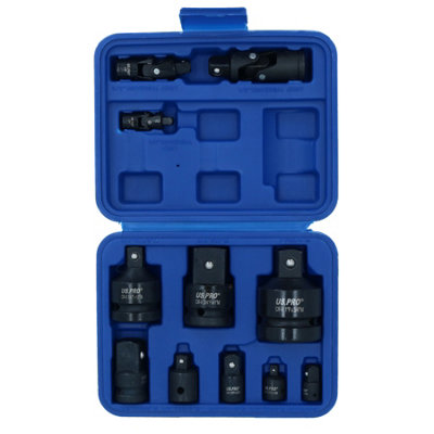 Impact Socket Adaptor Step Up Reducer And Universal Joint Set 11pc ...