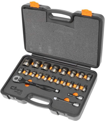 Impact socket set 22 pcs CrMo steel, socket sizes 10-36mm, 1/2"drive (C4043)