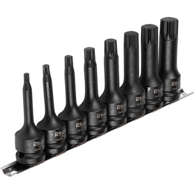 Impact spline star bit socket set 8 pcs 1/2" drive Cr-mo steel (C6952)