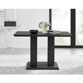 Imperia Black 4 Seater High Gloss Pedestal Dining Table