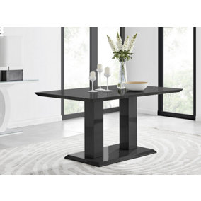 Imperia Black 6 Seater High Gloss Pedestal Dining Table