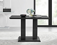 Imperia Black High Gloss 4 Seater Dining Table with Structural 2 Plinth Column Legs Perfect for Modern Minimalist Dining Rooms
