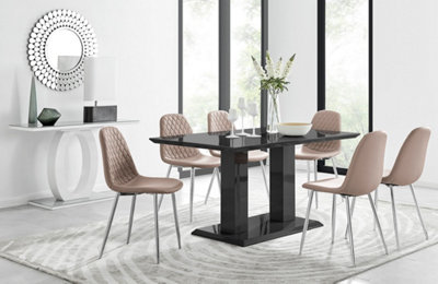 Imperia Black High Gloss 6 Seater Dining Table with Structural 2 Plinth ...