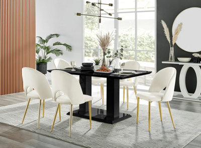 Cream high gloss table best sale and chairs