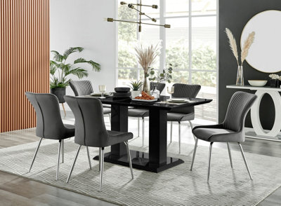 Imperia Black High Gloss 6 Seater Dining Table with Structural 2 Plinth ...