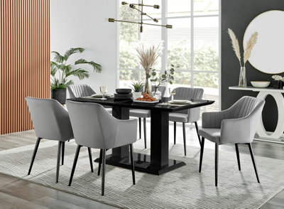 Imperia Black High Gloss 6 Seater Dining Table with Structural 2 Plinth ...