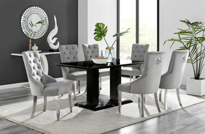 Imperia Black High Gloss 6 Seater Dining Table With Structural 2 Plinth 