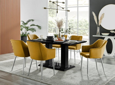 Imperia Black High Gloss 6 Seater Dining Table with Structural 2 Plinth ...