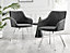 Imperia Black High Gloss 6 Seater Dining Table with Structural 2 Plinth Column Legs Dark Grey Fabric Silver Leg Falun Chairs