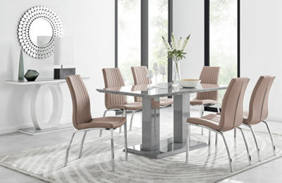 Imperia Grey High Gloss 6 Seater Dining Table with Structural 2 Plinth ...