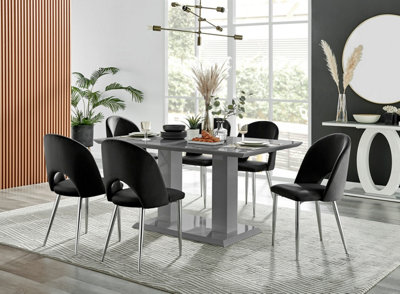 Imperia Grey High Gloss 6 Seater Dining Table with Structural 2 Plinth ...