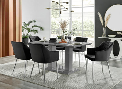 Imperia Grey High Gloss 6 Seater Dining Table with Structural 2 Plinth ...