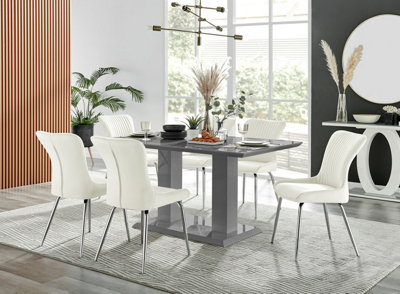 Cream high gloss table best sale and chairs