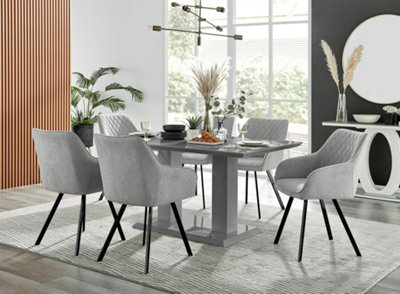 Grey high gloss dining on sale table and 6 chairs