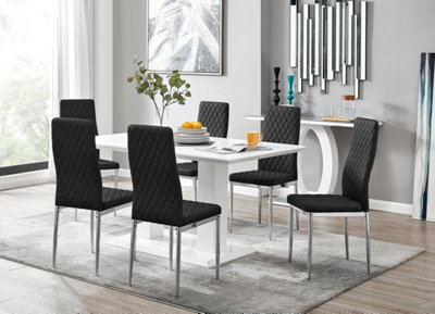 Imperia White High Gloss 6 Seater Dining Table with Structural 2 Plinth ...