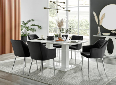 Imperia White High Gloss 6 Seater Dining Table with Structural 2 Plinth ...