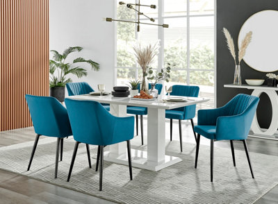 Imperia White High Gloss 6 Seater Dining Table with Structural 2 Plinth ...