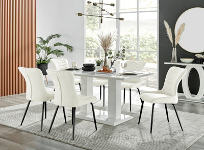 Imperia White High Gloss 6 Seater Dining Table with Structural 2 Plinth ...