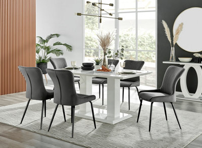 Imperia White High Gloss 6 Seater Dining Table with Structural 2 Plinth ...