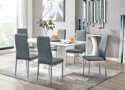 White gloss dining table shop with chairs