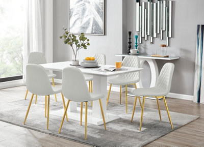 Imperia White High Gloss 6 Seater Dining Table with Structural 2 Plinth ...