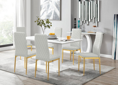 Dining table and chairs gold online legs