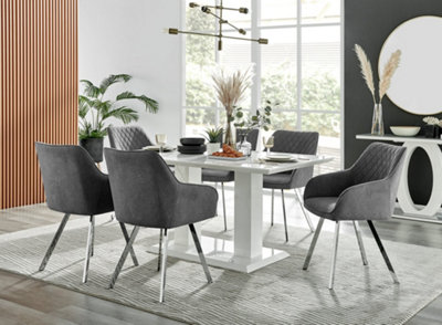 Imperia White High Gloss 6 Seater Dining Table with Structural 2 Plinth ...