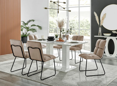 Imperia White High Gloss 6 Seater Dining Table with Structural 2 Plinth ...