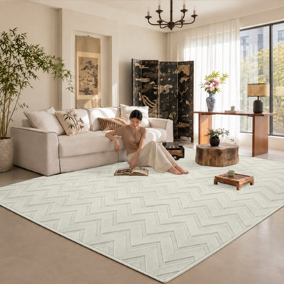 Imperial Rooms Contemporary Cream Living Room Rug Soft Dense Pile Floor ...