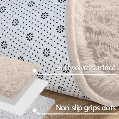 Imperial Rooms Plush Cream Shaggy Area Rug Soft Deep Pile Washable ...