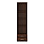 Imperial Tall 2 Drawer Narrow Cabinet with Open Shelving in Dark Mahogany Melamine