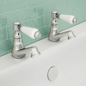Imperior Traditional Pair Of Hot & Cold Twin Chrome Bath Taps