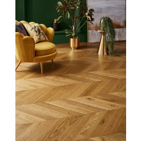 Impero Chevron - Golden Oak 15mm Engineered Wood Flooring. 1.69m² Pack