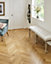 Impero Village Herringbone Natural Oak Lacquered Engineered Wood Flooring