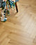 Impero Village Herringbone Natural Oak Lacquered Engineered Wood Flooring